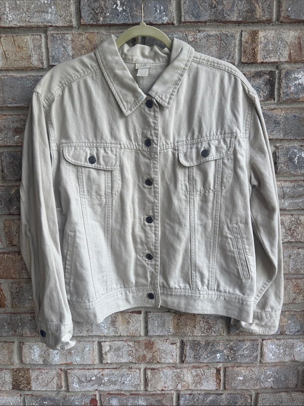 Vintage J. Jill Light Beige Button-Front lightweight denim Jacket
